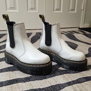 White Dr. Martens Leather Women's Boots